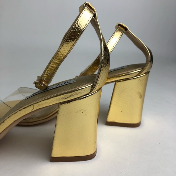 Cape Robbin Gold/Clear Block Heels Size 6 1/2” - Picture 5 of 8